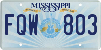 MS license plate FQW803
