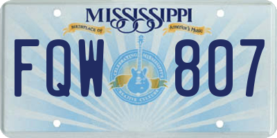 MS license plate FQW807