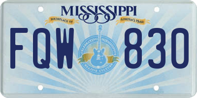 MS license plate FQW830