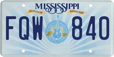 MS license plate FQW840