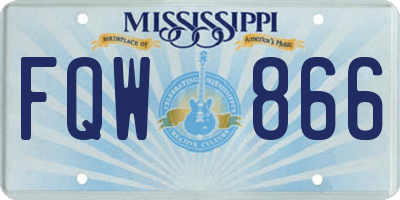 MS license plate FQW866