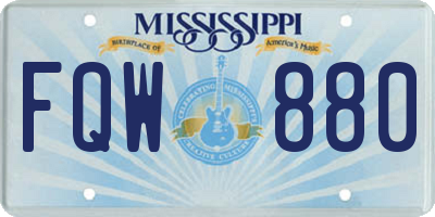 MS license plate FQW880