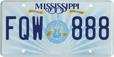 MS license plate FQW888
