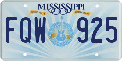 MS license plate FQW925