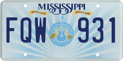 MS license plate FQW931