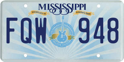 MS license plate FQW948