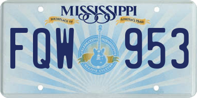 MS license plate FQW953
