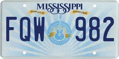 MS license plate FQW982