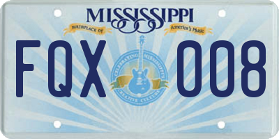 MS license plate FQX008