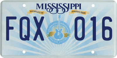 MS license plate FQX016