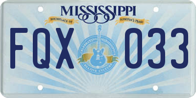 MS license plate FQX033