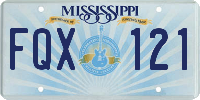 MS license plate FQX121