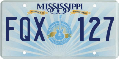 MS license plate FQX127