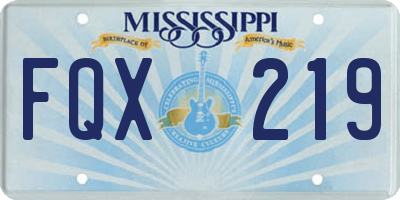 MS license plate FQX219