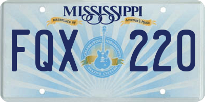 MS license plate FQX220