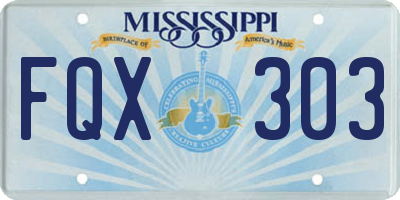MS license plate FQX303