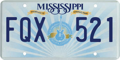 MS license plate FQX521