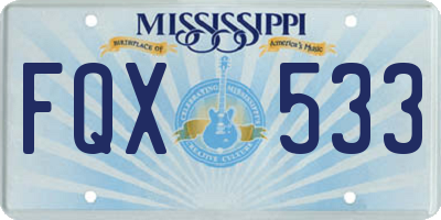 MS license plate FQX533