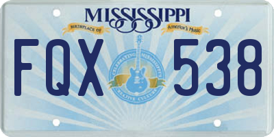 MS license plate FQX538