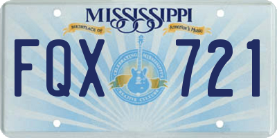 MS license plate FQX721