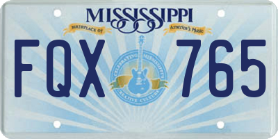 MS license plate FQX765