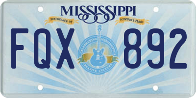 MS license plate FQX892