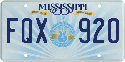 MS license plate FQX920