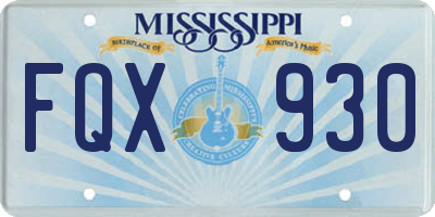 MS license plate FQX930