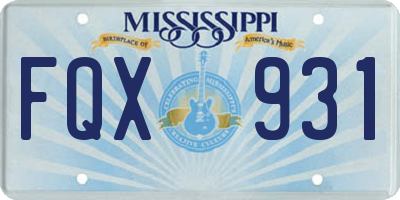MS license plate FQX931