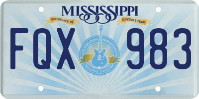 MS license plate FQX983