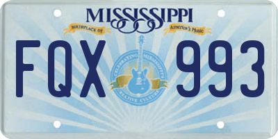 MS license plate FQX993