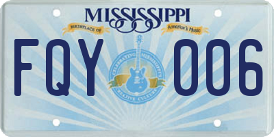 MS license plate FQY006