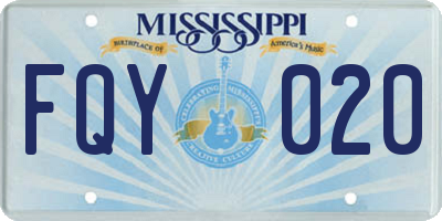 MS license plate FQY020