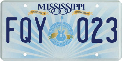 MS license plate FQY023