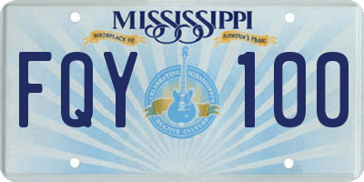 MS license plate FQY100