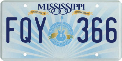 MS license plate FQY366