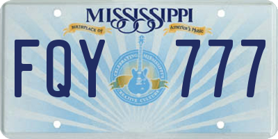 MS license plate FQY777
