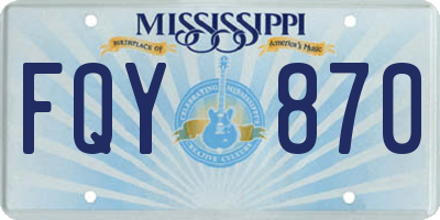 MS license plate FQY870