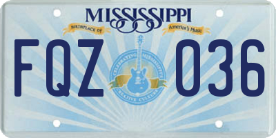 MS license plate FQZ036