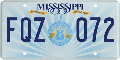 MS license plate FQZ072