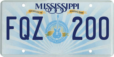 MS license plate FQZ200