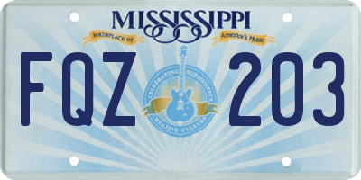 MS license plate FQZ203