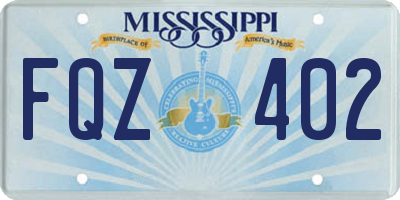 MS license plate FQZ402