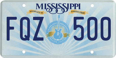 MS license plate FQZ500