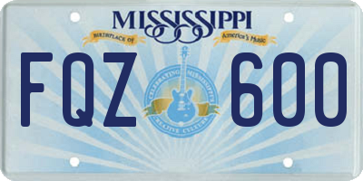 MS license plate FQZ600