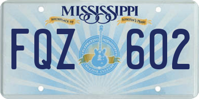 MS license plate FQZ602