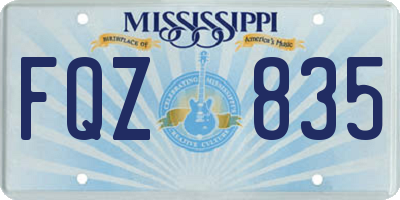 MS license plate FQZ835