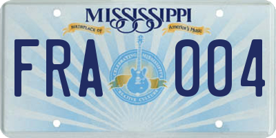 MS license plate FRA004