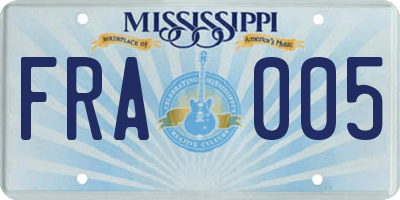 MS license plate FRA005