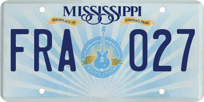MS license plate FRA027